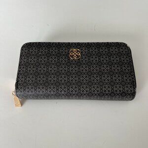 Gray wallet with two separate zippers